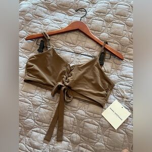 Mara Hoffman Scarlett CUMINO Bikini Top LaceUp Swim Bathing Suit Size L
